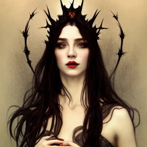 portrait of very beautiful vampire, rose thorn crown, | Stable ...