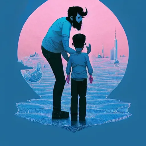 surrealism illustration, a Love of a father and son, | Stable Diffusion ...