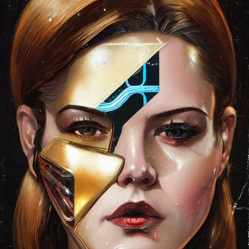 Prompt: portrait of a female android, by Sandra Chevrier and Joseph Christian Leyendecker