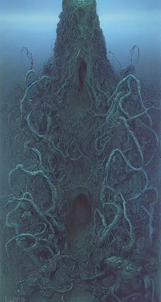 Prompt: portal to the emerald nightmare, lovecraftian, 4 k, realistic, surreal, by zdzisław beksinski