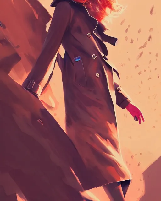 Image similar to taylor swift wearing fashionable trench coat, jesper ejsing, artgerm, petros afshar, tom whalen