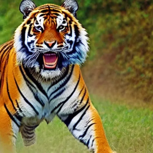 Image similar to photo of a tiger wearing a wig