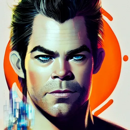 Image similar to chris pine portrait as a manga character, realistic shaded perfect face, fine details. anime. realistic shaded lighting poster by ilya kuvshinov katsuhiro otomo ghost - in - the - shell, magali villeneuve, artgerm, jeremy lipkin and michael garmash and rob rey