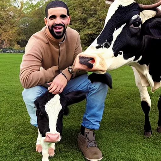 Image similar to a photo of drake with a cow