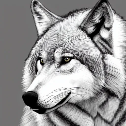 Prompt: professional line art of a wolf, high quality, HD, 8K, award-winning