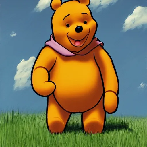 Prompt: a Painting of Winnie the Pooh as a titan from attack on titan in the style of Eddie Mendoza
