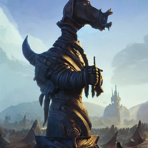 Image similar to a giant black chess bishop statue, battlefield background, bright art masterpiece artstation. 8 k, sharp high quality artwork in style of jose daniel cabrera pena and greg rutkowski, concept art by tooth wu, hearthstone card game artwork, chess piece