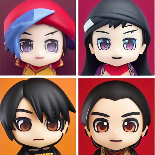 Image similar to face detailing wizard in the style of matte painting nendoroid and chibi, eyes in the style of nendoroid, middle close up, Julian ope, flat shading, 2D illustration, Swiss modernizm, ukiyoe style