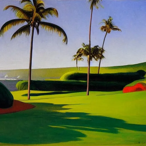 Prompt: painting of Kapalua Maui, by Edward Hopper