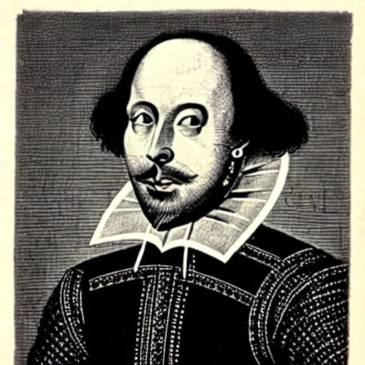 Image similar to William Shakespeare, engraving, 19 century