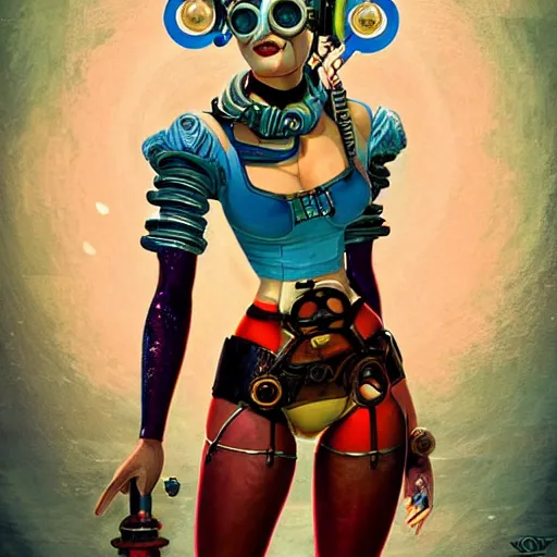 Image similar to underwater lofi bioshock steampunk biopunk portrait of harley quinn in bikini, Pixar style, by Tristan Eaton Stanley Artgerm and Tom Bagshaw.
