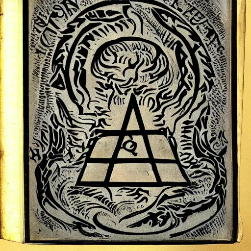 Image similar to magic fire iconography old book vintage bible occult rune sketch alchemy ink