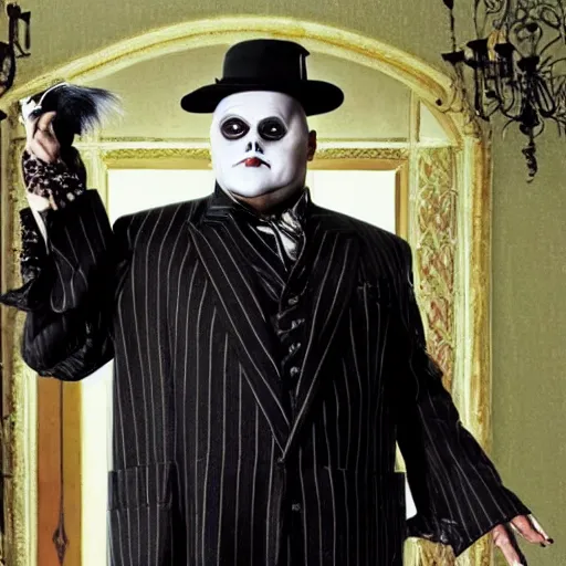 Image similar to johnny depp as fester addams in the addams family