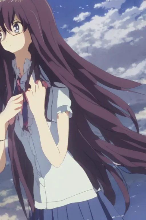 Image similar to An anime high school girl, portrait, Makoto Shinkai, kyoto animation, aniplex
