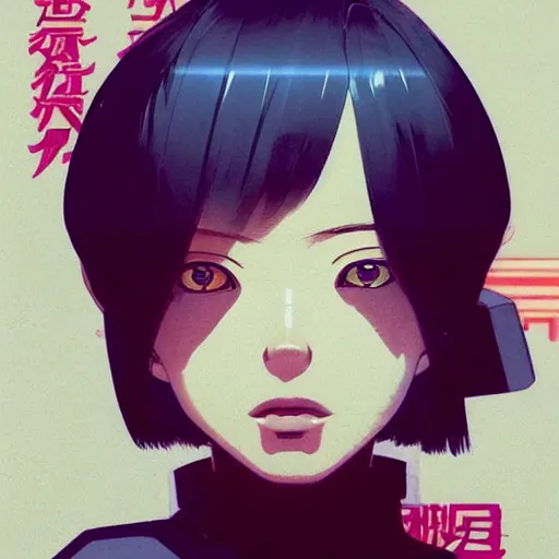 Image similar to A beautiful cyborg woman with big and cute eyes || VERY VERY ANIME, fine-face, realistic shaded perfect face, fine details. Anime. realistic shaded lighting poster by Ilya Kuvshinov katsuhiro otomo ghost-in-the-shell, magali villeneuve, artgerm, Jeremy Lipkin and Michael Garmash, Rob Rey and Kentarõ Miura, trending on art station