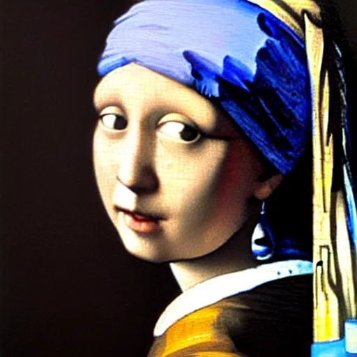 Image similar to painting of the girl with the pearl earring and mona lisa by leonardo da vinci, painting, oil on canvas