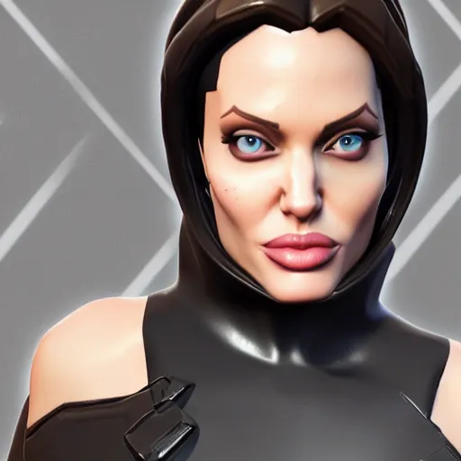 Image similar to Angelina Jolie as a fortnite character, 8k, octane render