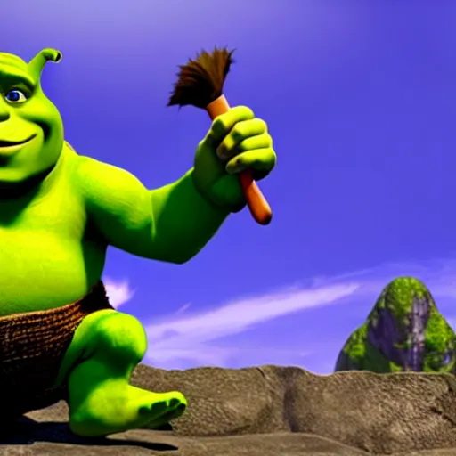 Image similar to shrek in super smash bros ultimate, highly detailed, extremely high quality, hd, 4 k, 8 k, professional photographer, 4 0 mp, lifelike, top - rated, award winning, realistic, detailed lighting, detailed shadows, sharp, no blur, edited, corrected, trending