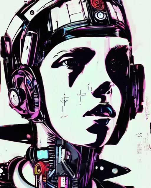 Image similar to portrait of cyberpunk millie bobby brown as a robot by yoji shinkawa