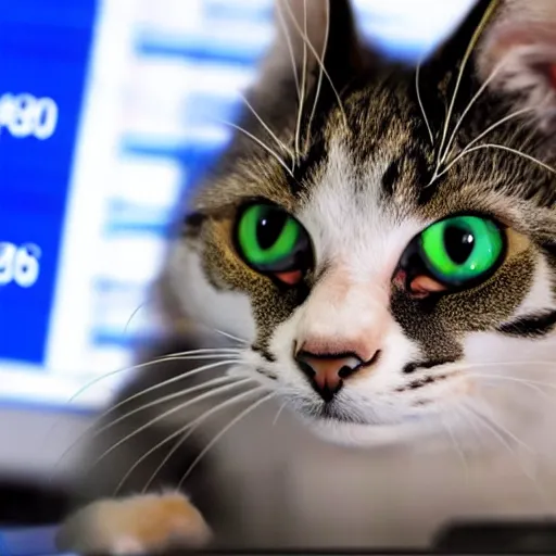 Image similar to photo of anthropomorphic cat trading stocks