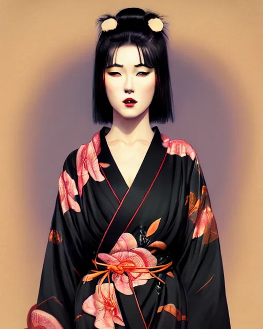 Prompt: a scary cute beautiful monster face wear elegant yukata in festival | | summer night, realistic shaded, pleasant face, good looking, fine details, 4 k realistic, cryengine, realistic shaded lighting poster by greg rutkowski, magali villeneuve, artgerm, jeremy lipkin and michael garmash and rob rey