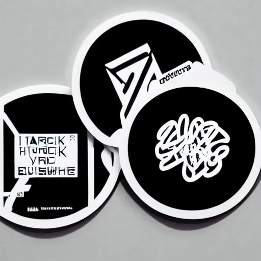 Image similar to black on white stickers in style of david rudnick, eric hu, guccimaze, acid, y 2 k, 4 k sharpening,