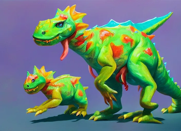 Prompt: concept art of candy dinosaurs, oil painting by Jama Jurabaev, extremely detailed, brush hard, artstation, for AAA game, high quality