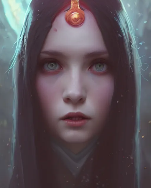 Image similar to highly detailed vfx portrait of a beautiful vampire girl, wonderful eyes, three - dimensional rendering, unreal engine, alexey gurylev, greg rutkowski, loish, rads, beeple, makoto shinkai and lois van baerle, rossdraws, tom bagshaw, alphonse mucha, global lighting, detailed and complex environment