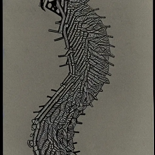 Image similar to quetzalcoatl under an electron microscope, xerox