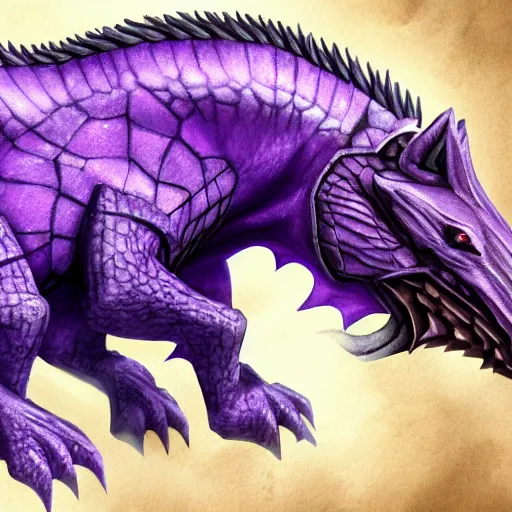 Prompt: violet fantasy crocodile horse hybrid, fantasy game art, fantasy rpg, league of legends