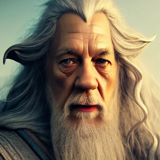 Prompt: selfie of gandalf, fine detailed face, long curly hair, stunning 3 d render inspired art by greg rutkowski and xiang duan and thomas eakes, realistic, highly detailed attributes and atmosphere, dim volumetric cinematic lighting, 8 k octane detailed render, post - processing, masterpiece, golden hour, soft focus