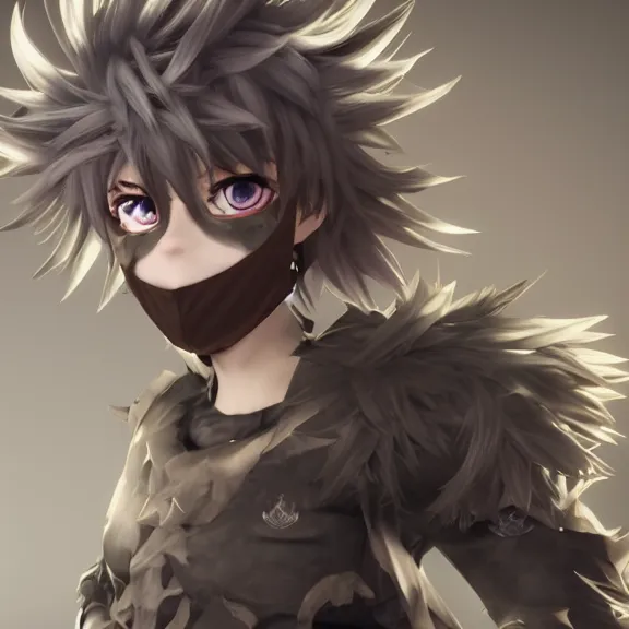 Prompt: 3D render of a cute anime boy wearing a detailed mask, fantasy artwork, fluffy hair, mid-shot, award winning, hyper detailed, very very very beautiful, studio lighting, artstation, unreal engine, unreal 5, 4k, octane renderer