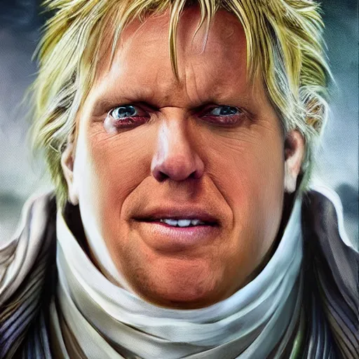 Image similar to hyperrealistic mixed media high resolution painting of Gary Busey Emperor !Star Wars!, stunning 3d render inspired art by Jamie Salmon and WForrest and Greg Rutkowski, perfect facial symmetry, dim volumetric lighting, 8k octane beautifully detailed render, full body shot, post-processing, extremely hyper-detailed, intricate, epic composition, highly detailed attributes, highly detailed atmosphere, cinematic lighting, masterpiece, trending on artstation, very very detailed, masterpiece, stunning, flawless completion, lifelike texture, perfection,