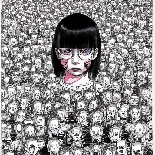 Prompt: a painting by shintaro kago. trending on artstation