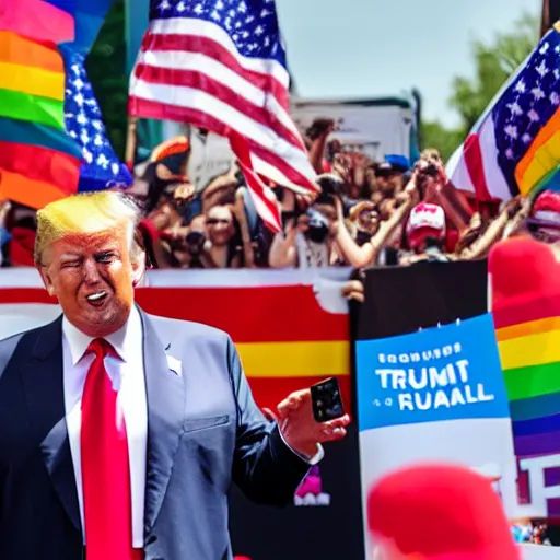 Prompt: donald trump at the pride festival