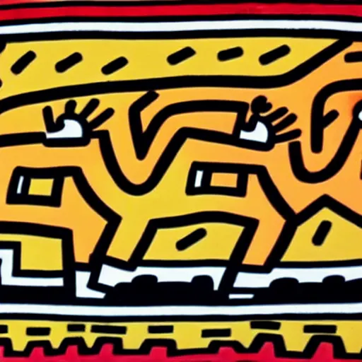 Prompt: train by Keith Haring