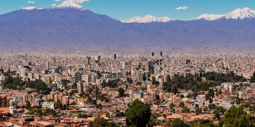 Prompt: panoramic picture of santiago de chile, daylight