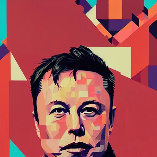 Prompt: Elon Musk profile picture by Sachin Teng, asymmetrical, Organic Painting , Matte Painting, geometric shapes, hard edges, graffiti, street art:2 by Sachin Teng:4