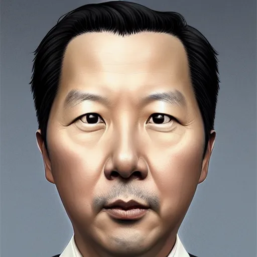 Image similar to symmetry portrait of ken jeong, intricate, elegant, highly detailed, digital painting, artstation, concept art, smooth, sharp focus, illustration, art by artgerm and greg rutkowski and alphonse mucha