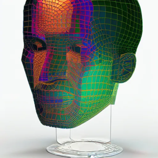 Image similar to a 3d human head made up of shiny holograms