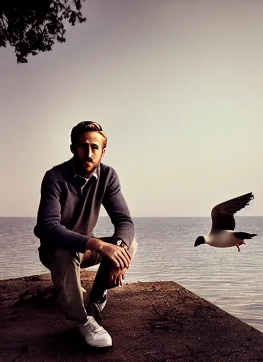 Image similar to ryan gosling fused with a goose, natural light, bloom, detailed face, magazine, press, photo, steve mccurry, david lazar, canon, nikon, focus