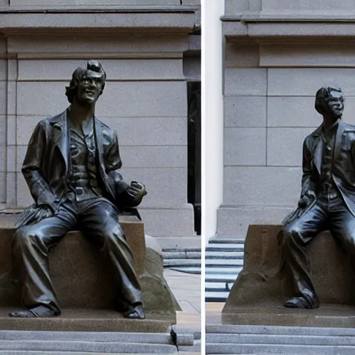 Image similar to (liberty statue sitdown pose) very convincing