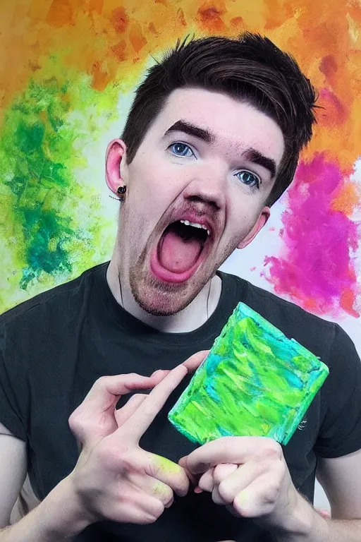 Image similar to Sean McLoughlin, jacksepticeye, irish youtuber, solo portrait, yelling really loud 🎨🖌️