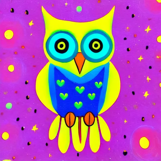 Prompt: rainbow cosmic cute owl