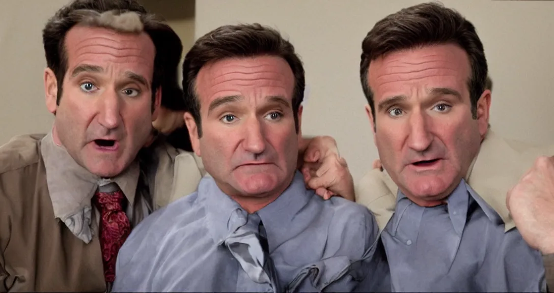 Prompt: robin williams as michael scott