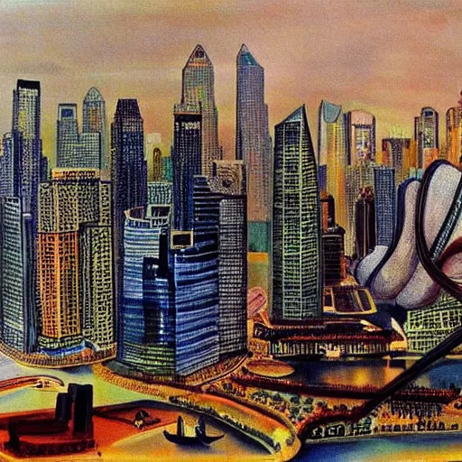 Prompt: The Singapore skyline painted by Salvador Dali