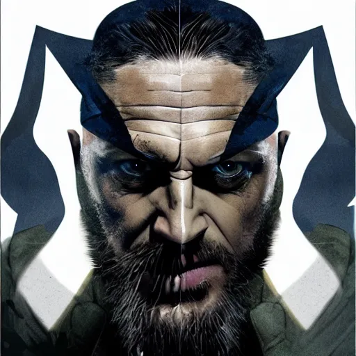 Image similar to Tom Hardy in wolverine suit Digital art 4K quality Photorealism