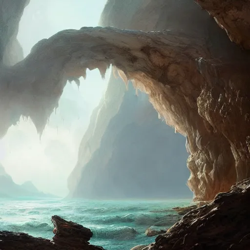 Prompt: a scary portal to another world in darwin's arch, ocean and rock landscape, d & d, fantasy, intricate, elegant, highly detailed, digital painting, artstation, concept art, matte, sharp focus, illustration, art by greg rutkowski and rembrandt