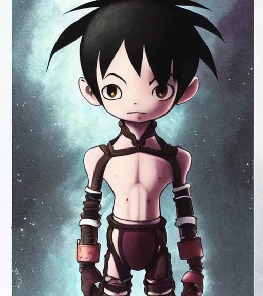 Prompt: beautiful little boy wearing an cyborg illusionist suit, artwork in kentaro miura and made in abyss, inspired in astroboy smooth, beautiful lightness, anatomically correct, trending on pixiv, fascist composition, realistic
