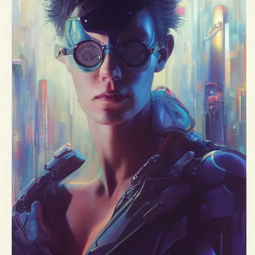 Image similar to apocaliptic cyberpunk portrait by gaston bussierre and charles vess and james jean and erik jones and rhads, inspired by ghost in the shell, beautiful fine face features, intricate high details, sharp, ultradetailed